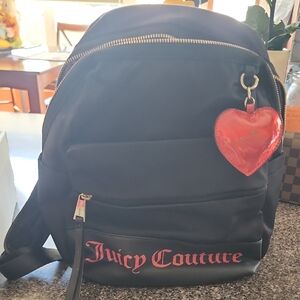Juicy Couture Black Backpack with Red Heart Accent